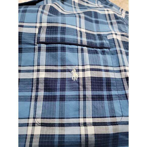 POLO RALPH LAUREN MEN'S STRETCH PAJAMA TOP -SHORT SLEEVE -BUTTON FRONT LARGE - Picture 4 of 9